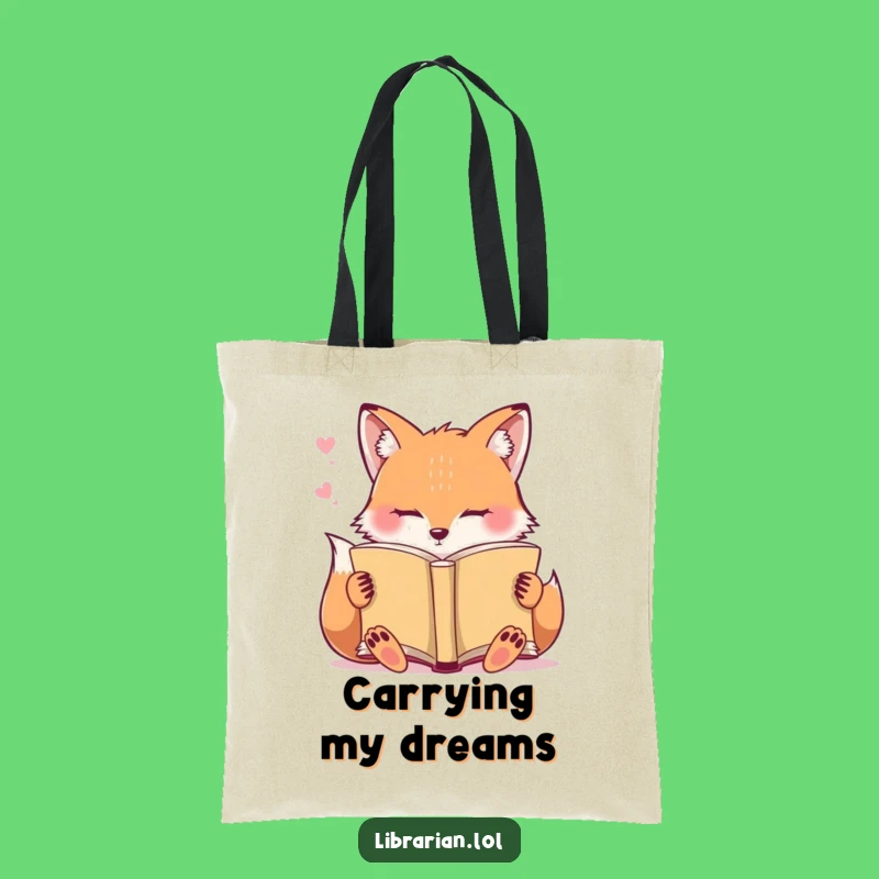 Funny Sleepy Fox Tote Bag: Fox Dozes Off Reading, Carry Your Books Hilariously!