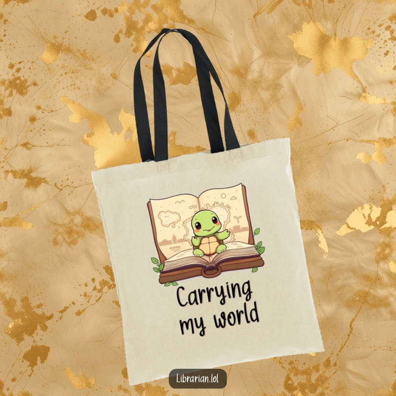 Funny Turtle Tote Bag, wisely pointing to a map in a storybook, ideal for carrying essentials on any adventure.