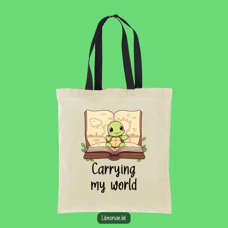 Funny Turtle Story Map Tote Bag: Carry Your Adventures with Wisdom