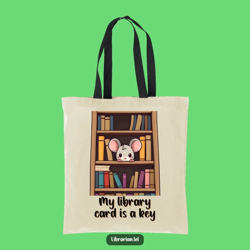 Funny Curious Mouse Tote Bag: Carry Your Books with Literary Humor